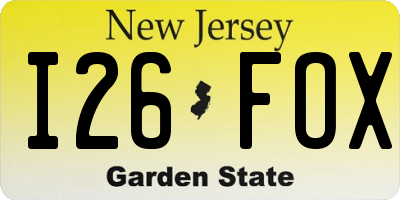 NJ license plate I26FOX