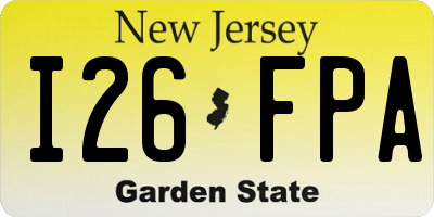 NJ license plate I26FPA