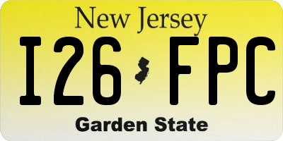NJ license plate I26FPC