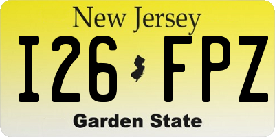 NJ license plate I26FPZ