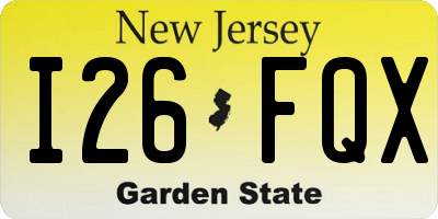 NJ license plate I26FQX