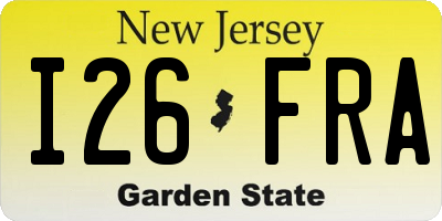 NJ license plate I26FRA