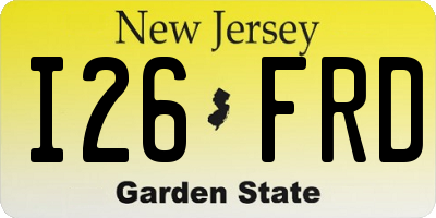 NJ license plate I26FRD