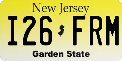 NJ license plate I26FRM