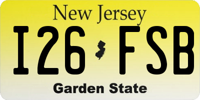 NJ license plate I26FSB