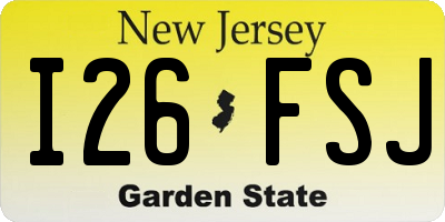 NJ license plate I26FSJ