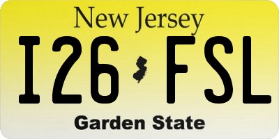 NJ license plate I26FSL