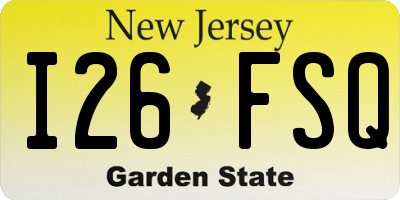 NJ license plate I26FSQ