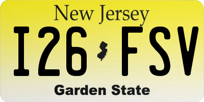 NJ license plate I26FSV