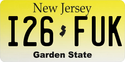 NJ license plate I26FUK