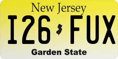 NJ license plate I26FUX