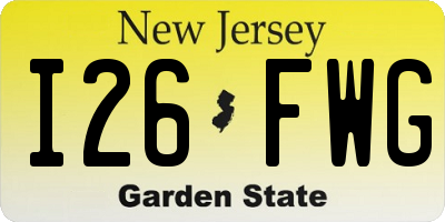 NJ license plate I26FWG