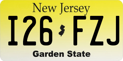 NJ license plate I26FZJ
