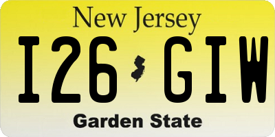 NJ license plate I26GIW