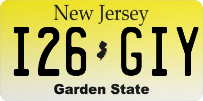 NJ license plate I26GIY