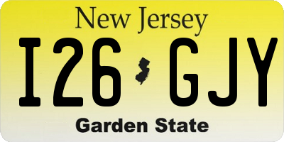 NJ license plate I26GJY