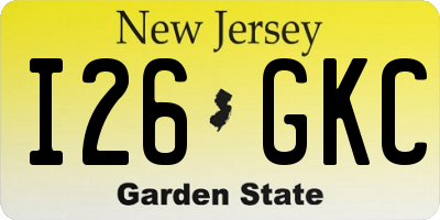 NJ license plate I26GKC