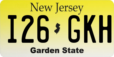 NJ license plate I26GKH