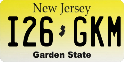 NJ license plate I26GKM