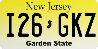NJ license plate I26GKZ
