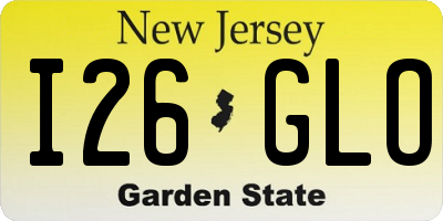 NJ license plate I26GLO