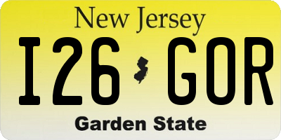 NJ license plate I26GOR