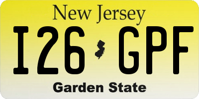 NJ license plate I26GPF