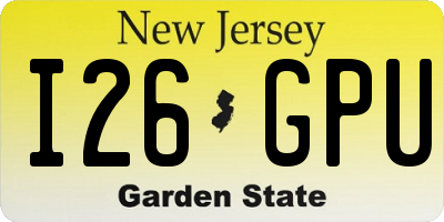 NJ license plate I26GPU