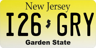 NJ license plate I26GRY