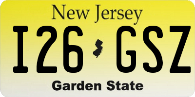 NJ license plate I26GSZ