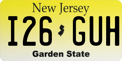 NJ license plate I26GUH