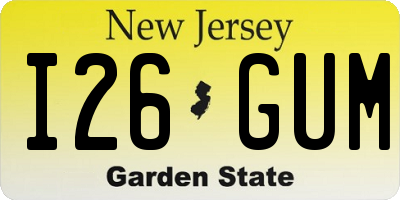 NJ license plate I26GUM