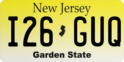 NJ license plate I26GUQ