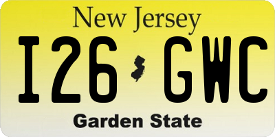 NJ license plate I26GWC