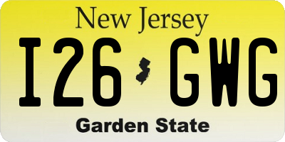 NJ license plate I26GWG