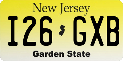 NJ license plate I26GXB