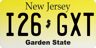 NJ license plate I26GXT