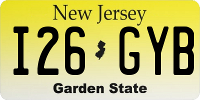 NJ license plate I26GYB