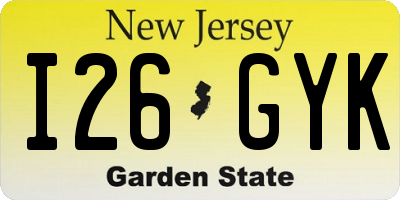NJ license plate I26GYK