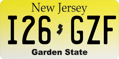 NJ license plate I26GZF