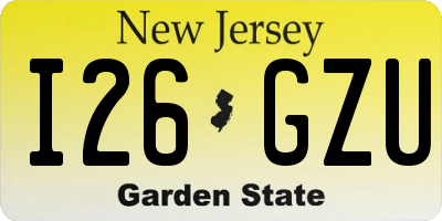 NJ license plate I26GZU