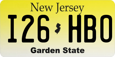 NJ license plate I26HBO
