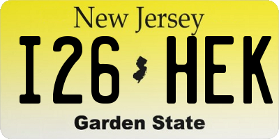 NJ license plate I26HEK