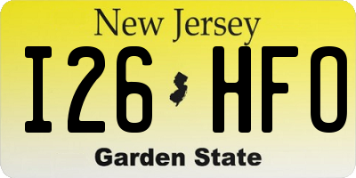 NJ license plate I26HFO