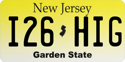 NJ license plate I26HIG