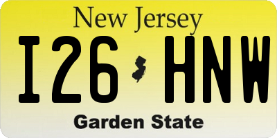 NJ license plate I26HNW