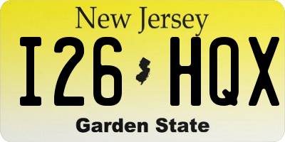 NJ license plate I26HQX