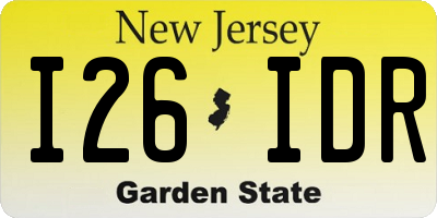 NJ license plate I26IDR