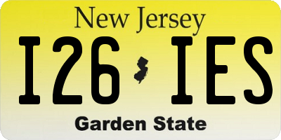 NJ license plate I26IES