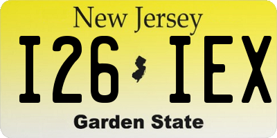 NJ license plate I26IEX